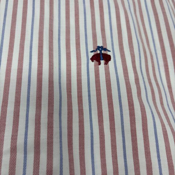 Brooks Brothers Large Red Blue Striped Long Sleeve‎ Button Down Shirt - Picture 3 of 5